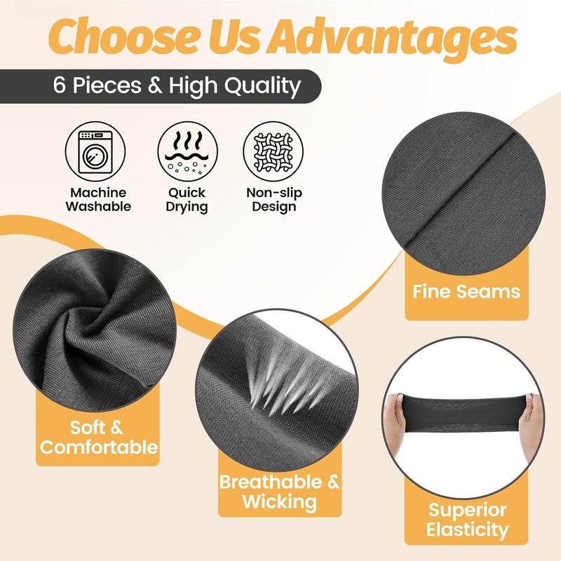 HSEM Headbands for Women - 6 Pack Wide Elastic Hair Bands | Stretchy Sweatbands Hair Bands | Soft Sports Thin Head Bands | Non-Slip Accessories Bands for Fashion, Washing Face, Workouts, Yoga, Daily Use - Image 3